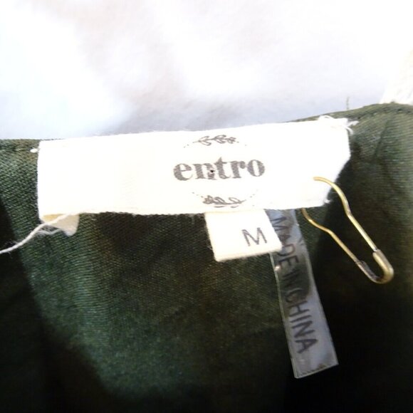 Entro Anthropologie Size M Floral Babydoll Flowy Romantic Fun Dress Strappy Gree - Picture 6 of 10